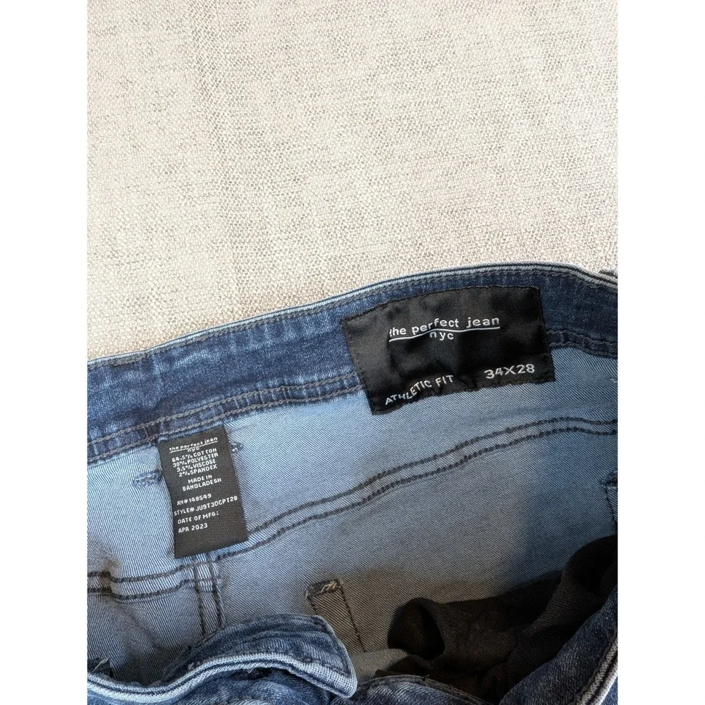 The Perfect Jean NYC Denim Pants Mens 34X28 Blue Athletic Stretch Whiskered